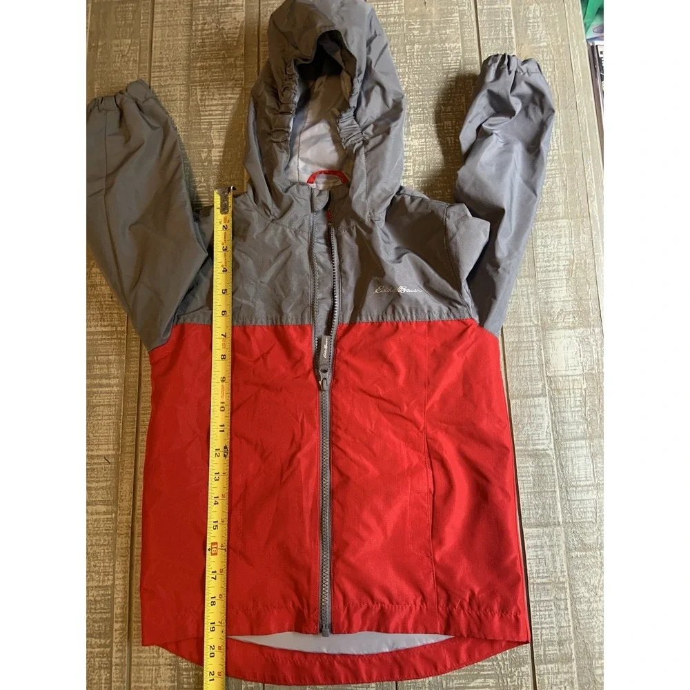Eddie Bauer ~Big Kids~Boys~ Nylon Red & Gray Hooded Windbreaker Sz XS 5/6‎